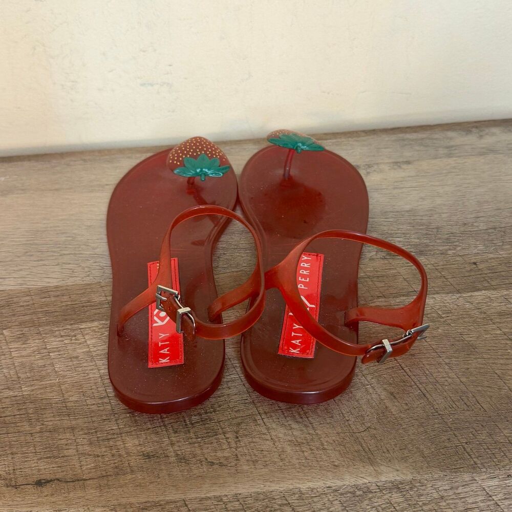 red Katy Perry Women's The Geli jelly strawberry sandals size 7 shoes - Picture 3 of 5